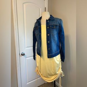 Yellow tie up adjustable high neck Dress